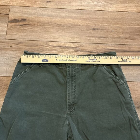 Men's VTG Carhartt Duck Canvas Shorts SZ 38x7 Moss Green USA Made B135 MOS - Picture 2 of 7
